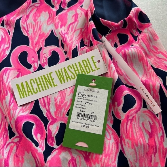 Lilly Pulitzer Florin Reversible Tank Via Amor High Tide Navy Size XS NEW - Picture 11 of 14